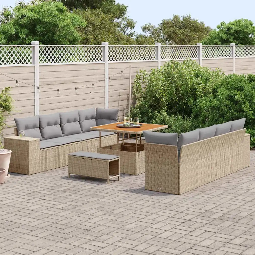 Set Divano da Giardino 11 pcs Beige e Grigio Chiaro polyrattan 3363937