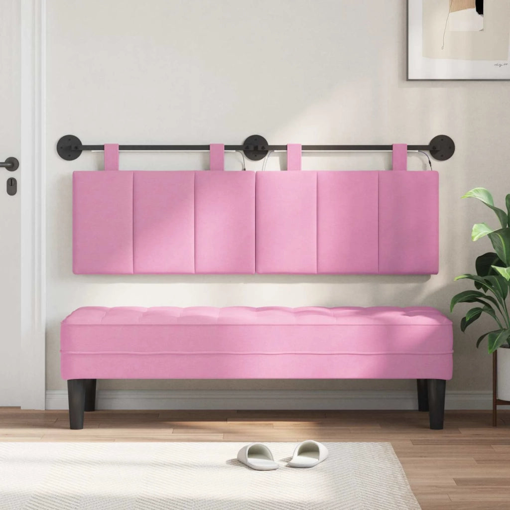 Testiera | Testata sospesa Con luce LED Rosa Tessuto