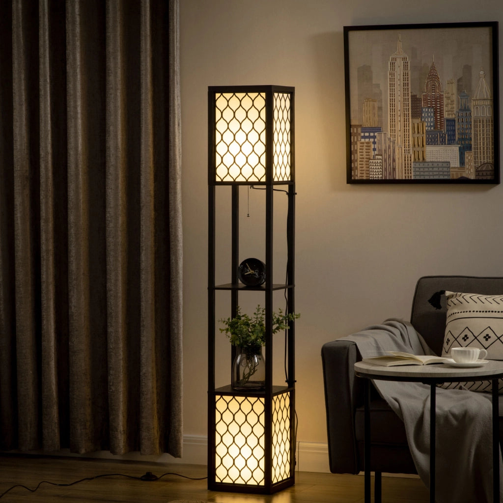 Lampada a piantana ¨C Minimal ¨C nero MDF 26x26x156 cm