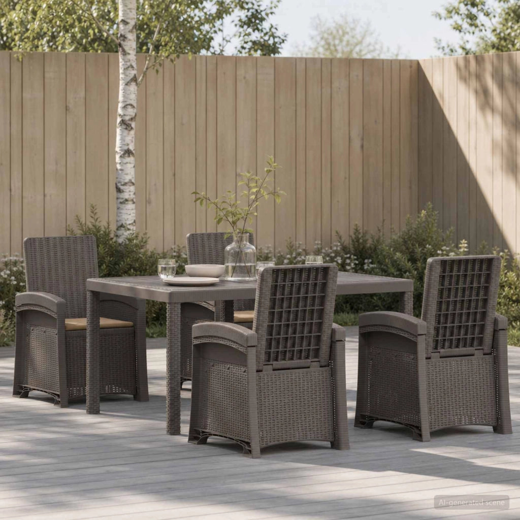 Set da Pranzo per Giardino 5 pz Grigio chiaro e Tortora PP 3430133