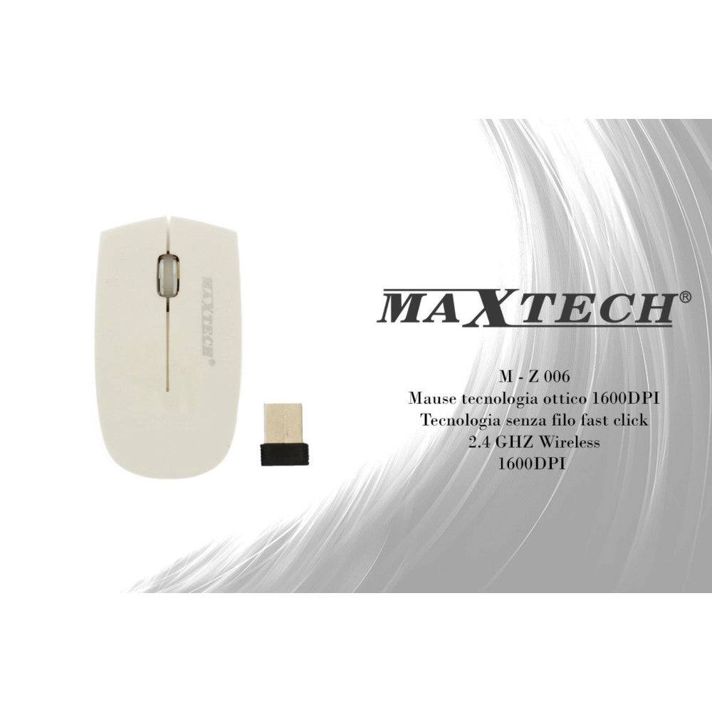 Trade Shop - Mouse Wireless Da 2.4 Ghz Senza Filo Ultra Slim Bianco - Nero Pc Tablet Design -