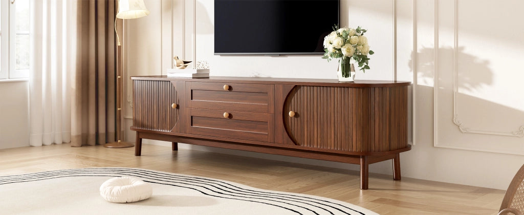 Cassettiera TV in MDF color noce lunghezza 170 cm
