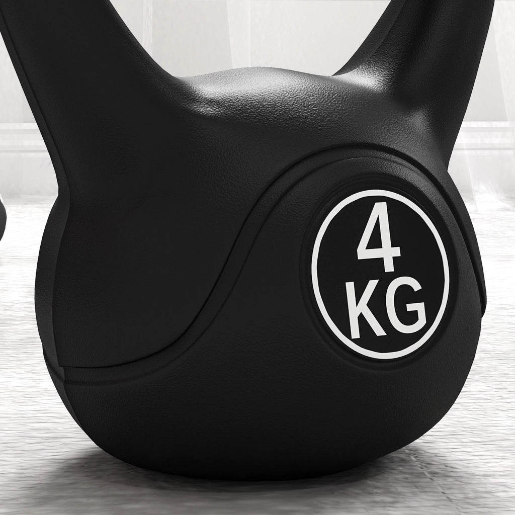 Kettlebell in Plastica e Sabbia ¨C Minimal ¨C Nero 18x12x20 cm