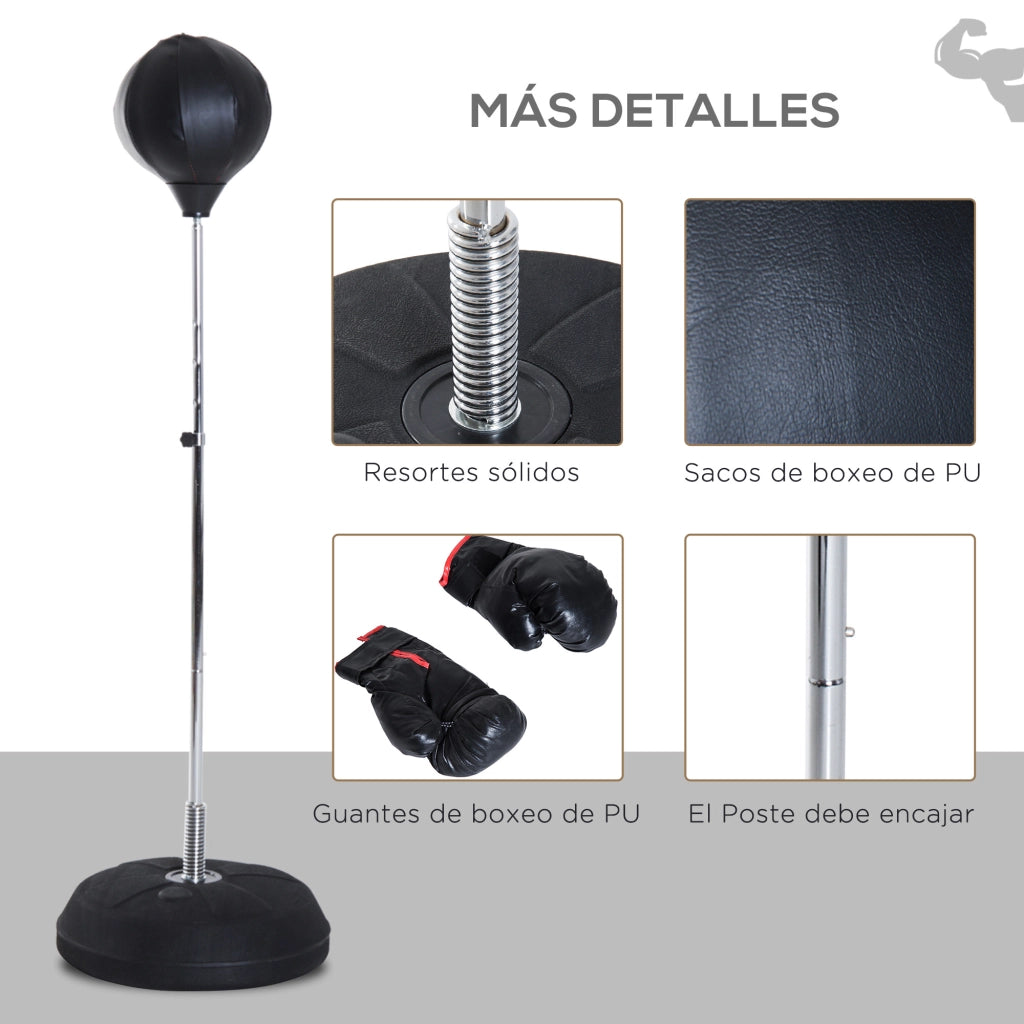 Sacco da boxe regolabile in altezza 4 livelli 126-144 cm ¨C Minimal ¨C nero