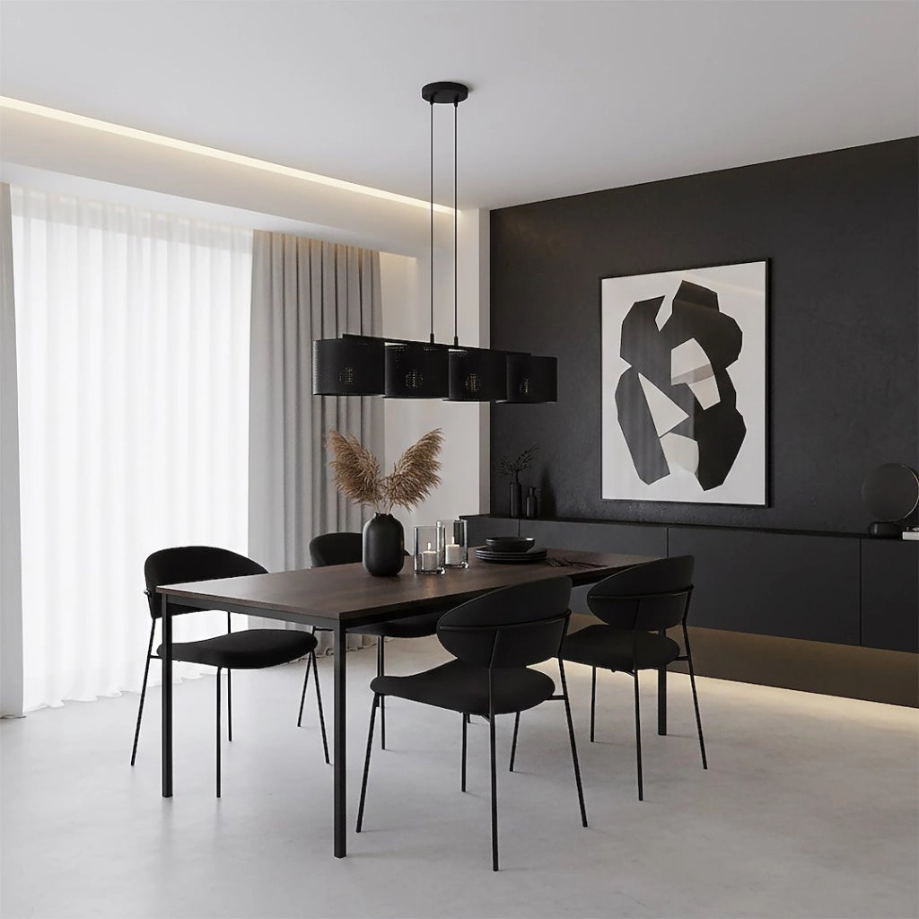 Lampada sospesa LUX nera 4xE27 cilindrica Emibig