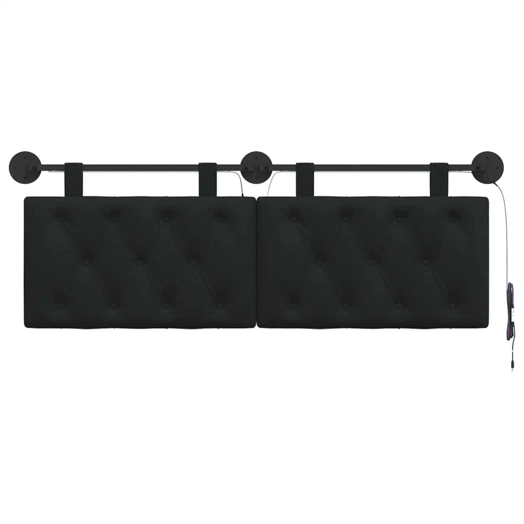 Testiera sospesa Con luce LED Nero Tessuto 3424627