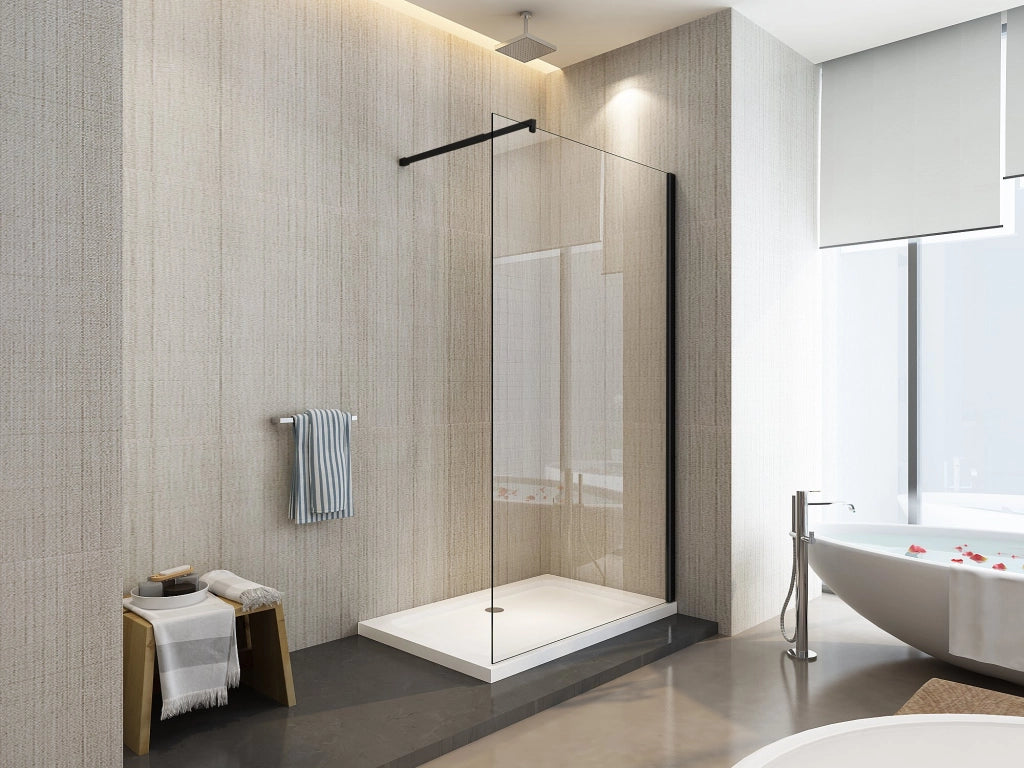 Parete Doccia Walk-in Cristallo 8mm Trasparente Black h.200cm Sicena Vision 100 cm