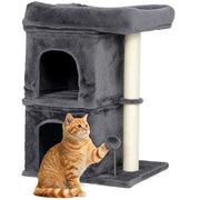 Arbre ¨¤ chat con 2 nicchie e piattaforme ¨C Minimal ¨C 45x40x66 cm grigio scuro