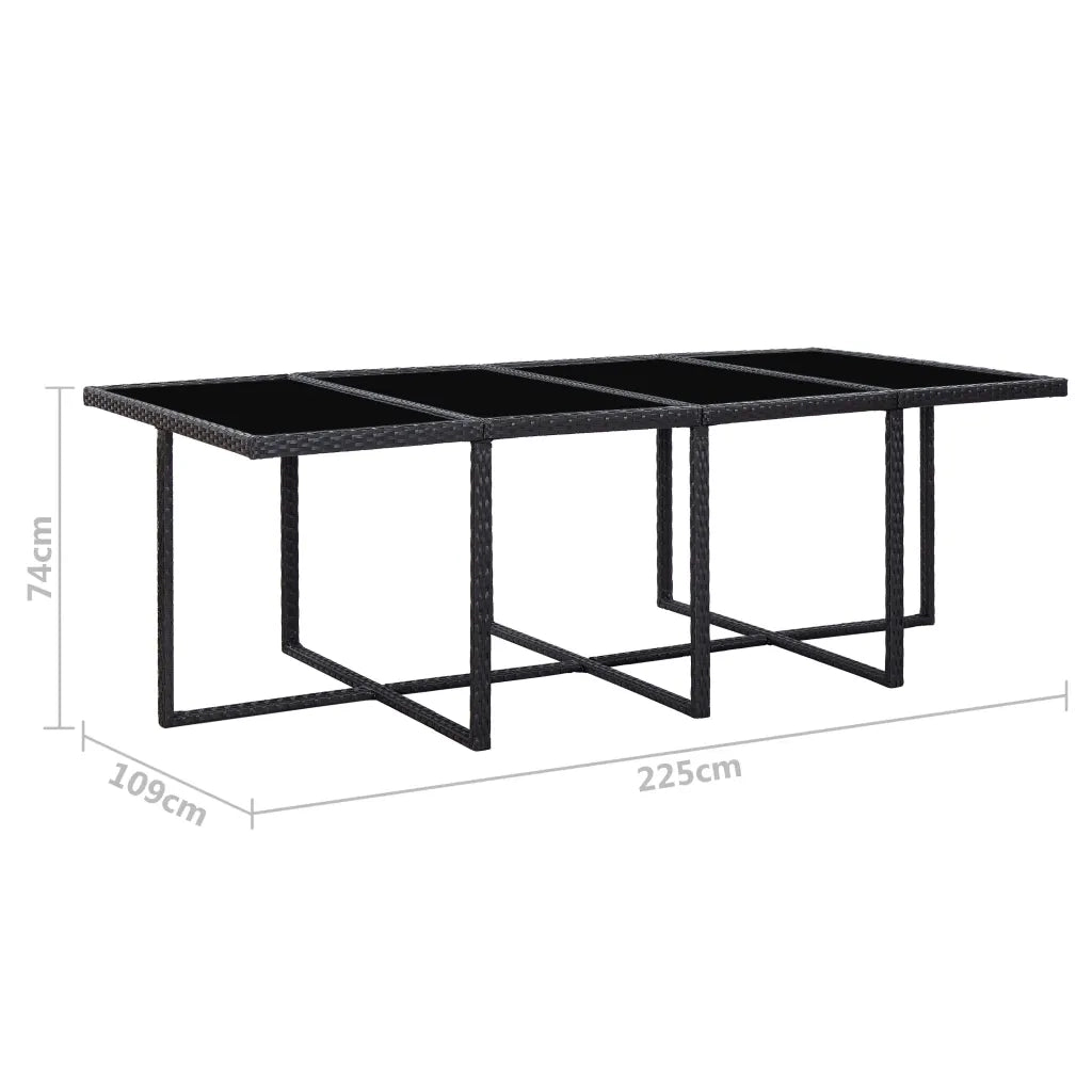 Set da Pranzo da Giardino 13 pz con Cuscini in Polyrattan Nero 46382
