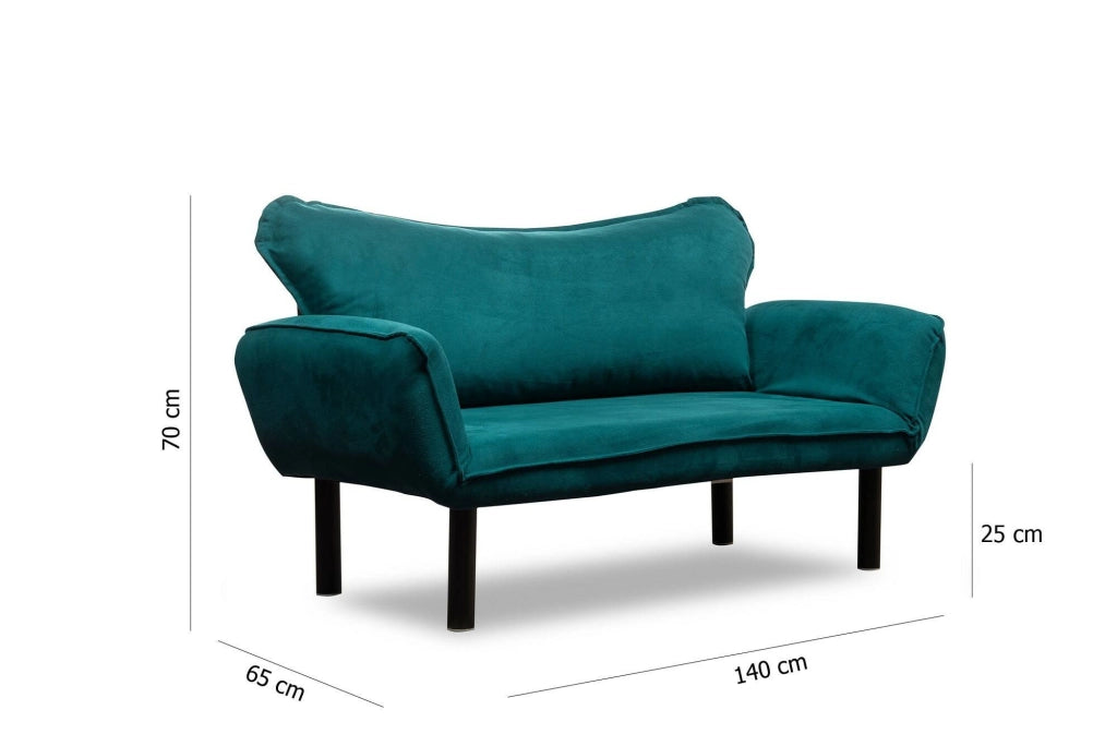 Hone, Divano Letto 2 Posti Contenitore, 140x65 cm Azzurro