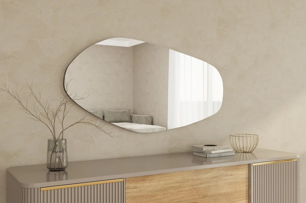 Bultei, Specchio Forma Ovale, 60x120h cm Nero