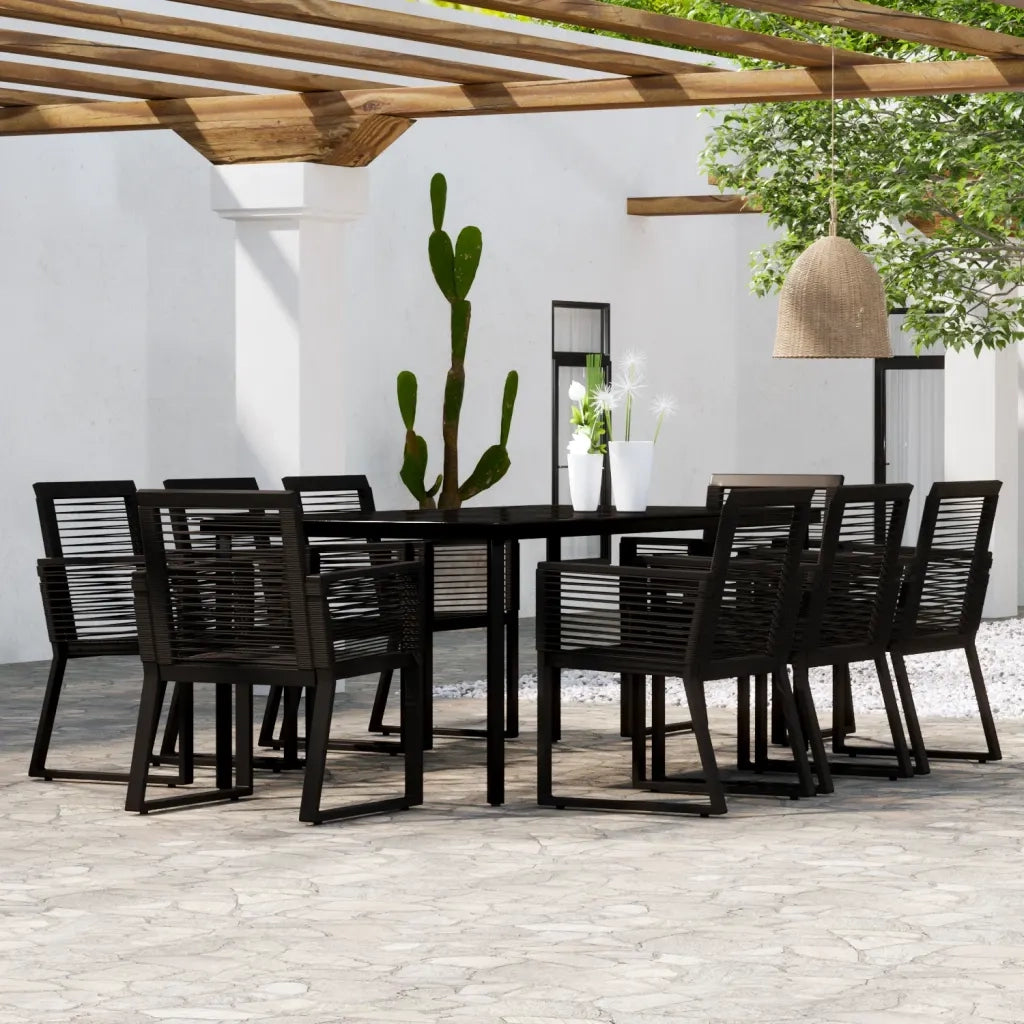 Set da Pranzo per Giardino 9 pz con Cuscini Nero 3099154