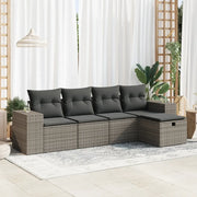 Set Divano da Giardino 5 pz con Cuscini Grigio in Polyrattan 3325666