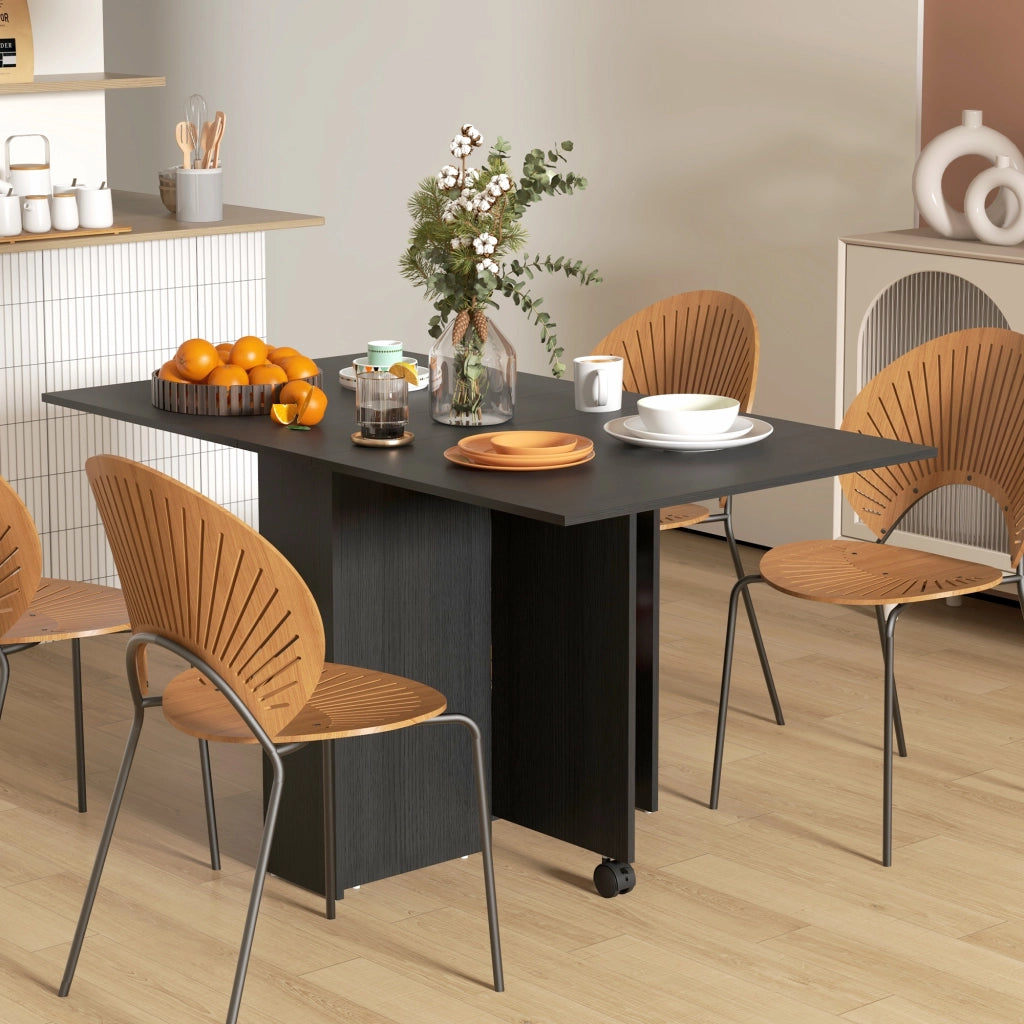 Tavolo Pieghevole per 6 Persone con Ruote ¨C Minimal ¨C Nero