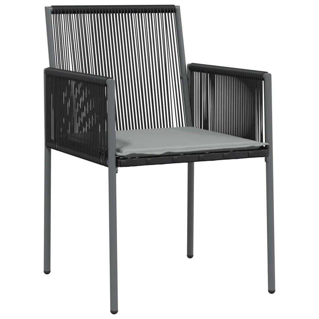 Set Pranzo Giardino 7 pz con Cuscini Polyrattan e Acciaio Nero 3187068