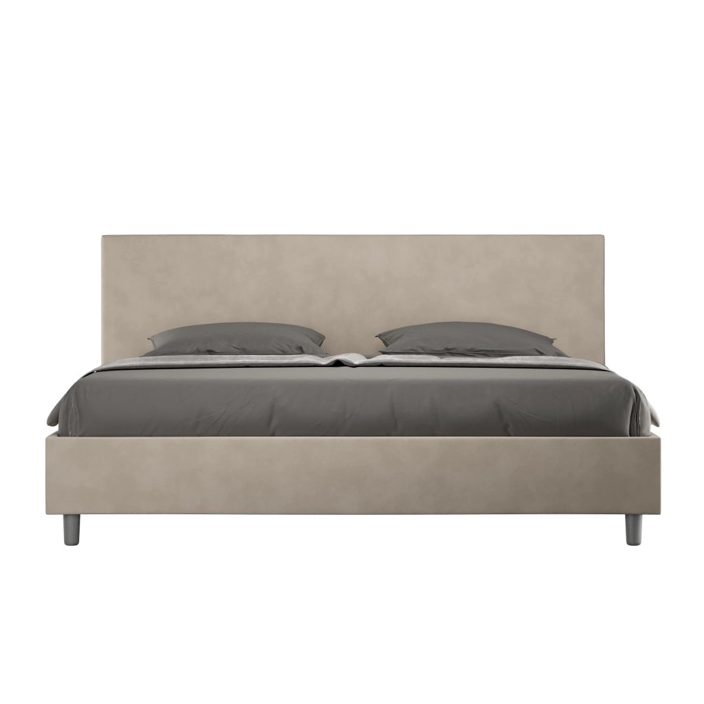BS COM Letto senza rete imbottito 180x190 microfibra sabbia