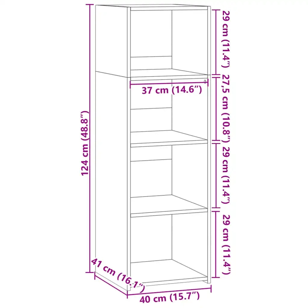 Credenza Nera 40x41x124 cm in Legno Multistrato 846384