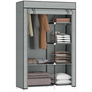 Armadio Portatile Pieghevole con Ripiani e Appendiabiti ¨C Minimal ¨C 103x43x162,5 Grigio