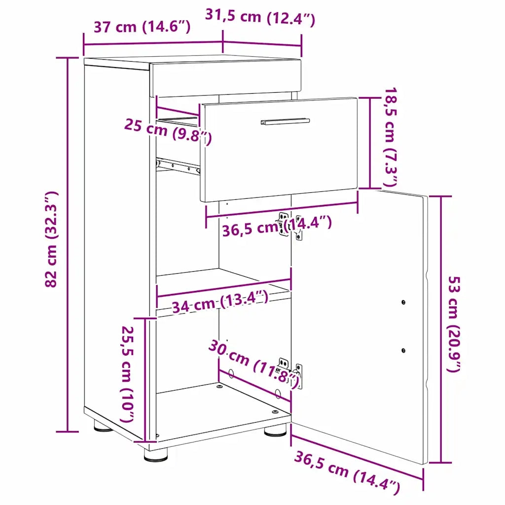 Set di mobili per il bagno TULUM 3 pz Grigio cemento 3398027