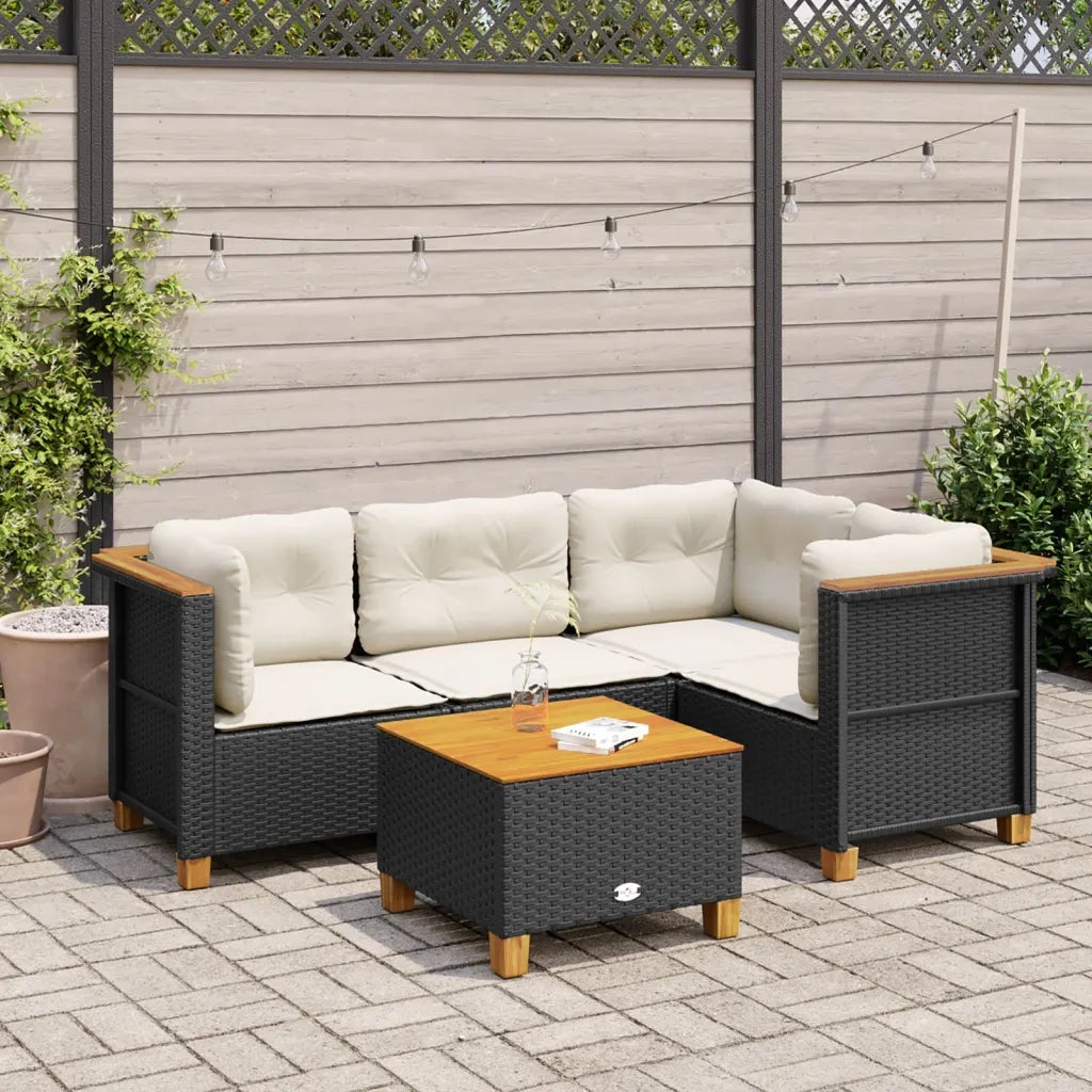Set Divani da Giardino 5 pz con Cuscini in Polyrattan Nero 3261803