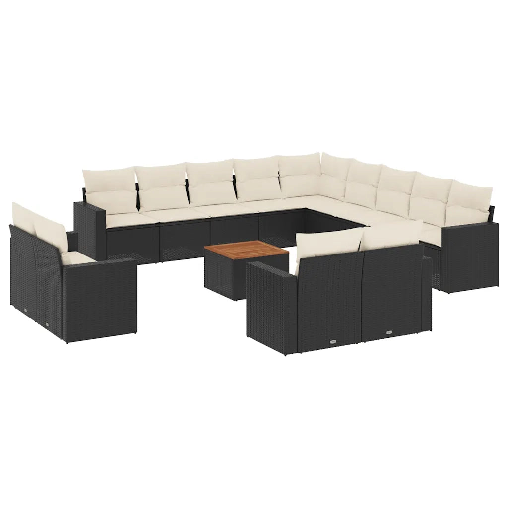 Set Divani da Giardino 14pz con Cuscini in Polyrattan Nero 3256728