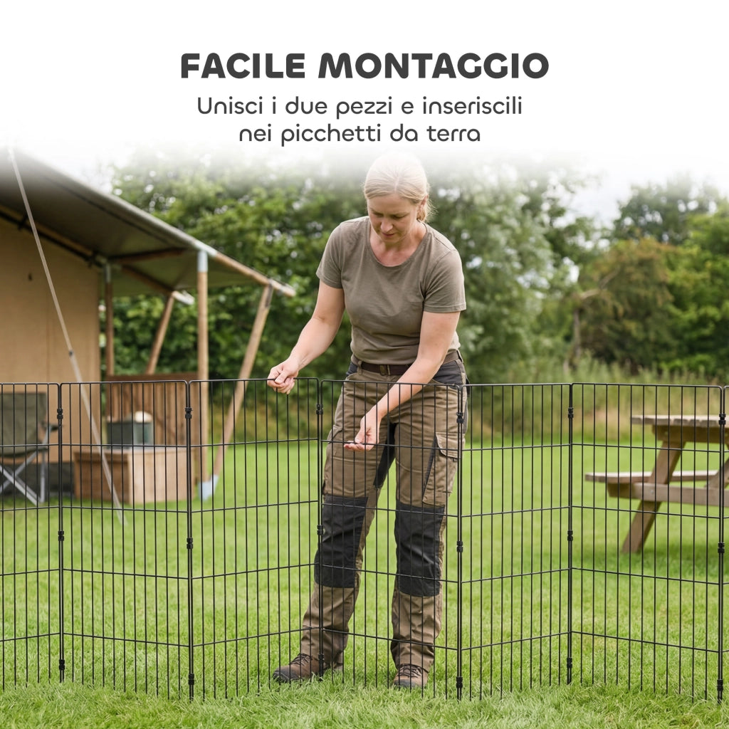 Recinto per Cani Pannelli 50x80 cm Espandibile e Pieghevole in Metallo Nero
