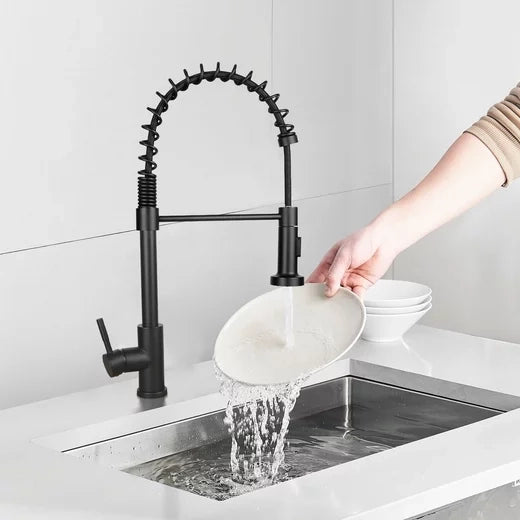 ZMH Miscelatore nero per doccia rubinetto girevole estensibile per cucina e bagno