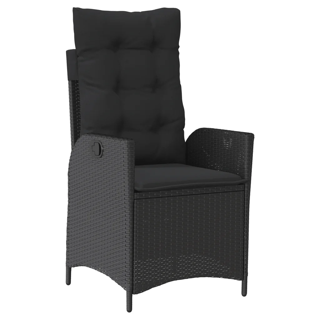 Set da Pranzo da Giardino 4 pz con Cuscini Nero in Polyrattan 3277455