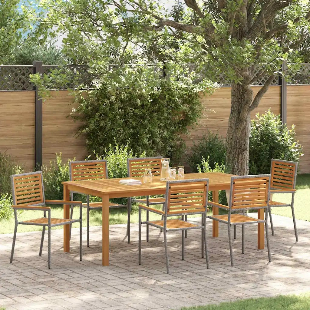 Set da Pranzo per Giardino 7 pcs Grigio