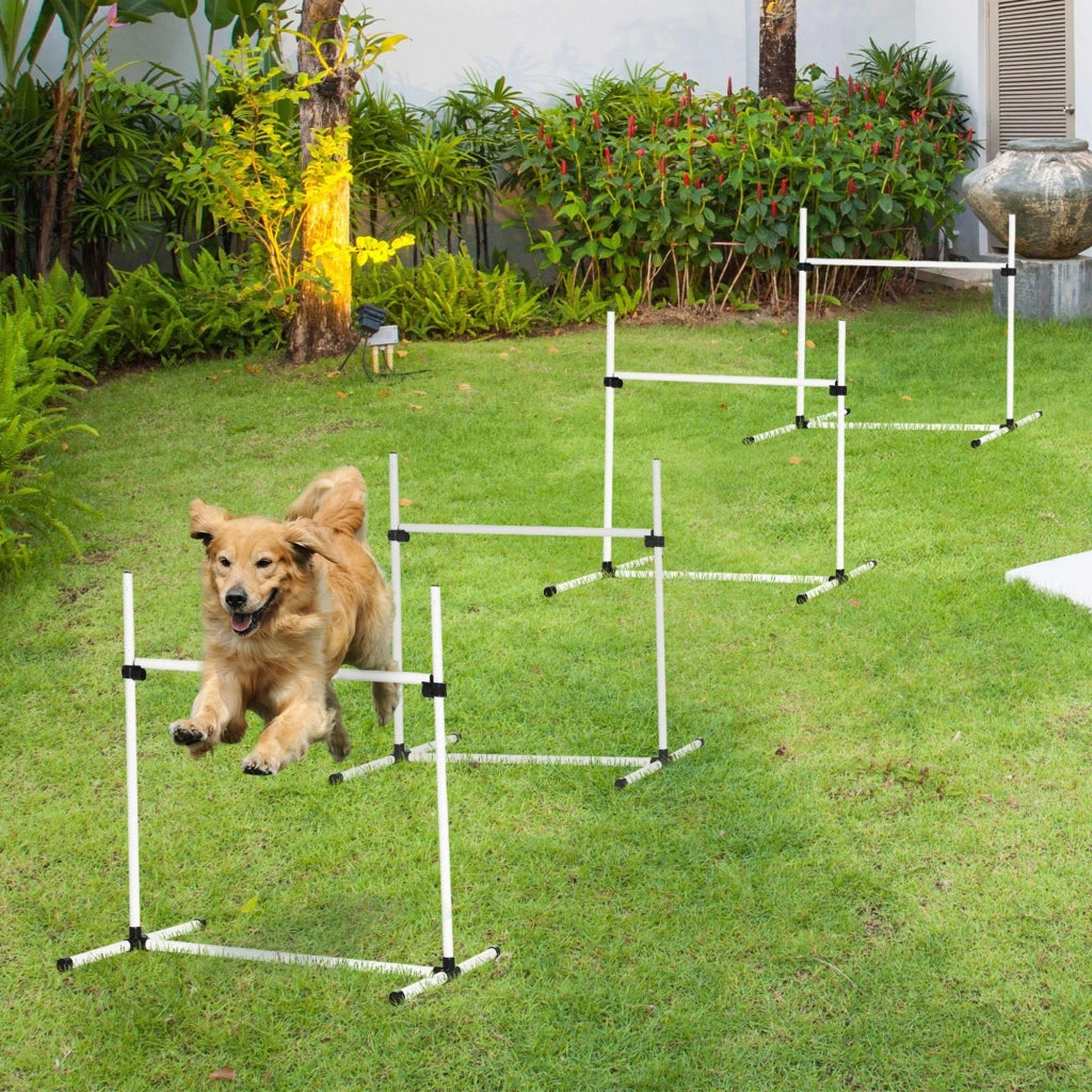 Set per Agility Cani 4 Pezzi con Valli e Borsa ¨C Minimal ¨C Bianco 99x65x94 cm