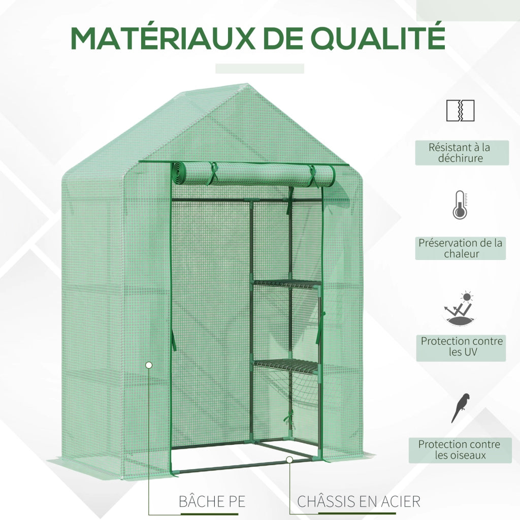Serra da giardino con ripiani 3 livelli ¨C Minimal ¨C verde 141x72x191 cm