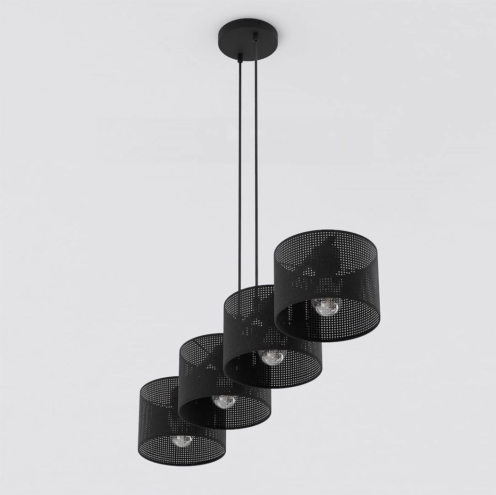 Lampada sospesa LUX nera 4xE27 cilindrica Emibig