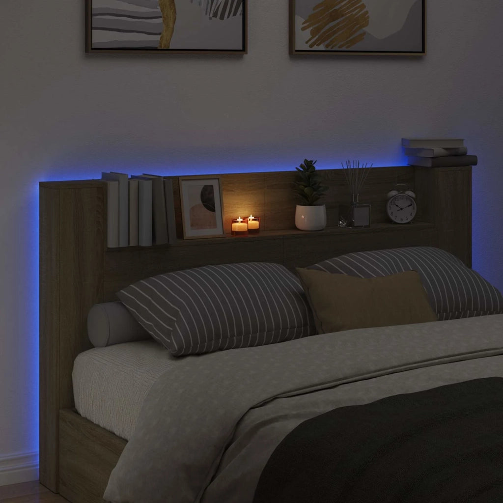 Testata con Mobile e LED Sonoma 180 x 16,5 x 103,5 cm 8006545