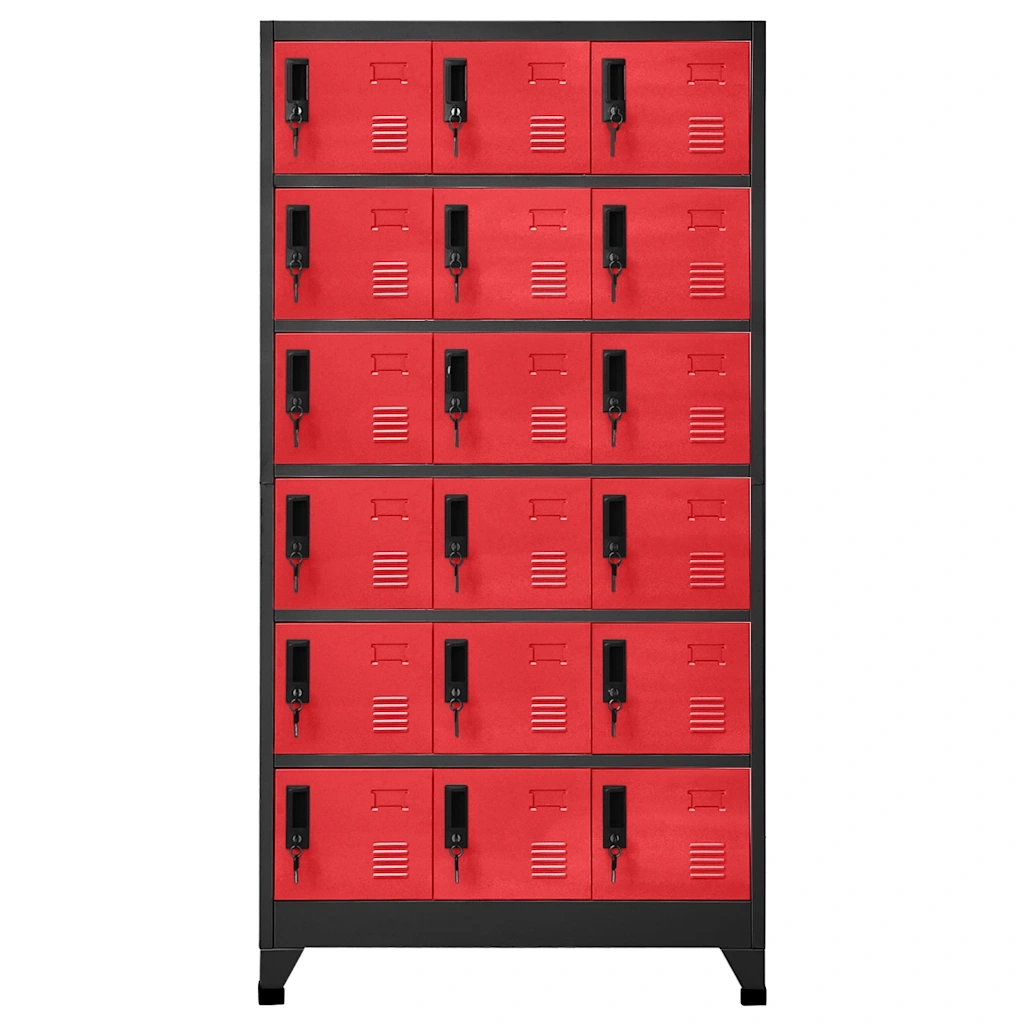 Armadietto con Serratura Antracite e Rosso 90x40x180cm Acciaio 339833
