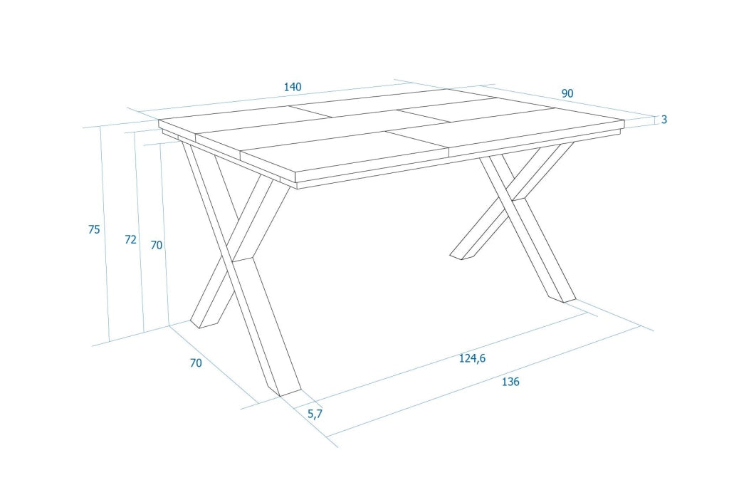 Tavolo da Pranzo, 140x90x74 cm, Per 6 persone, Tavolo Cucina, Rovere scuro