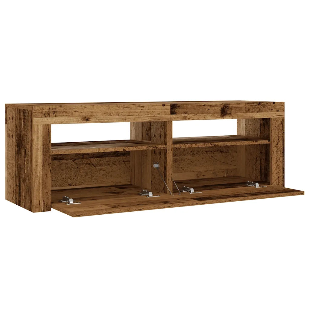 Comodini 2 pz con Luci LED-Set di 2 Tavolino da notte Legno Antico 60x35x40 cm