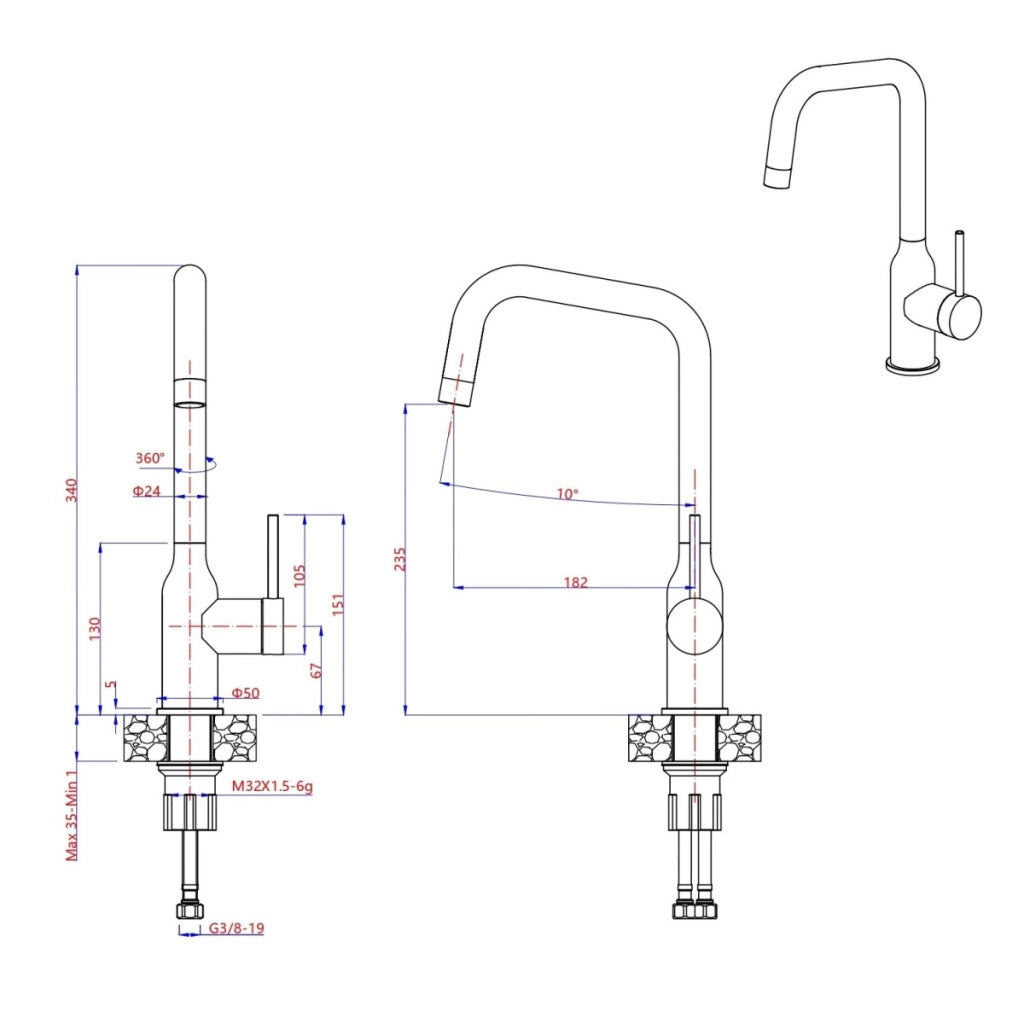 Rubinetto cucina acciaio inox satinato bottle