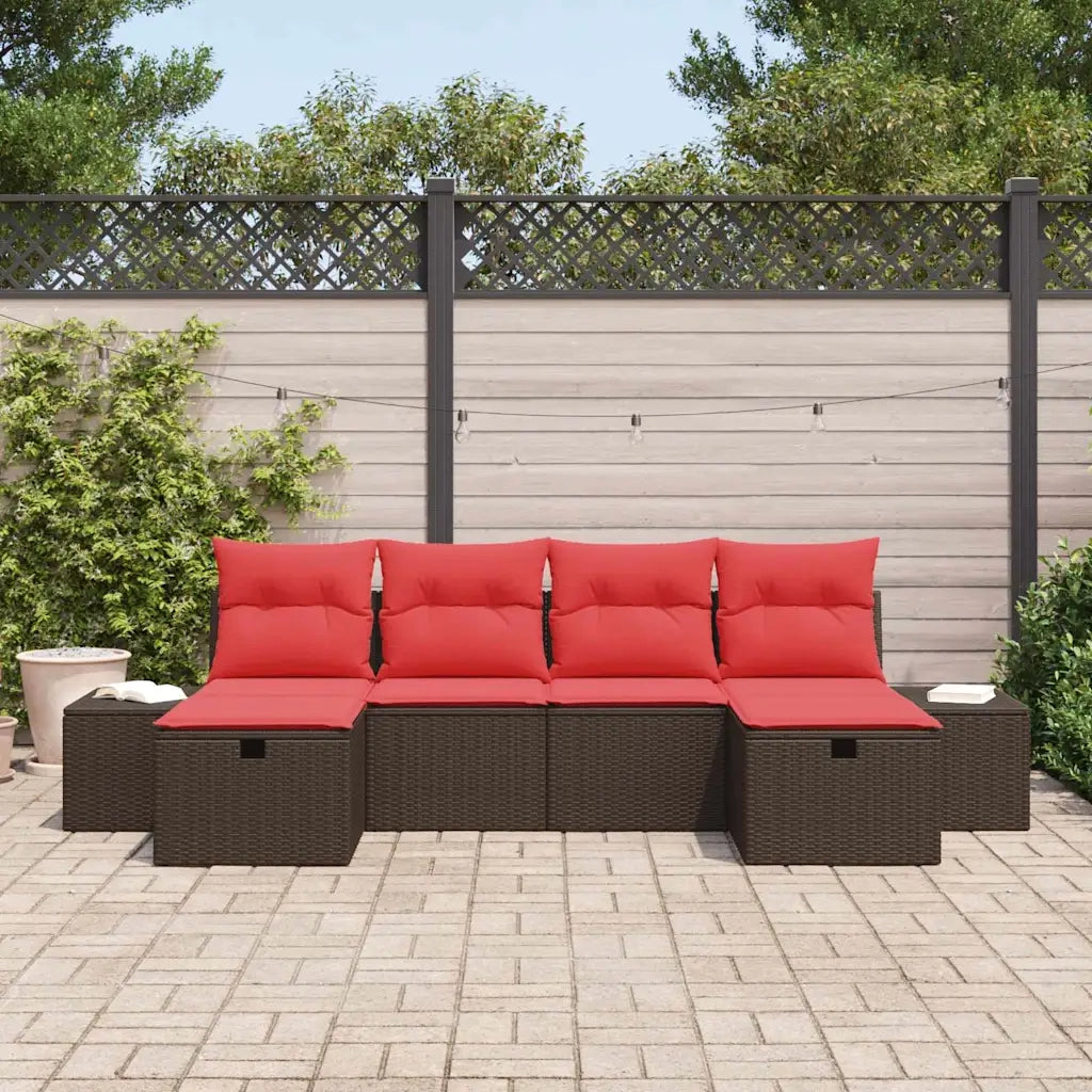 Set Divano da Giardino 6 pz Marrone polyrattan 3360755