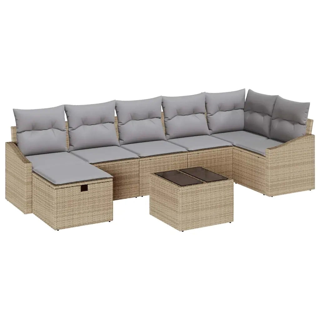 Set di divani con cuscino con archiviazione Beige polyrattan