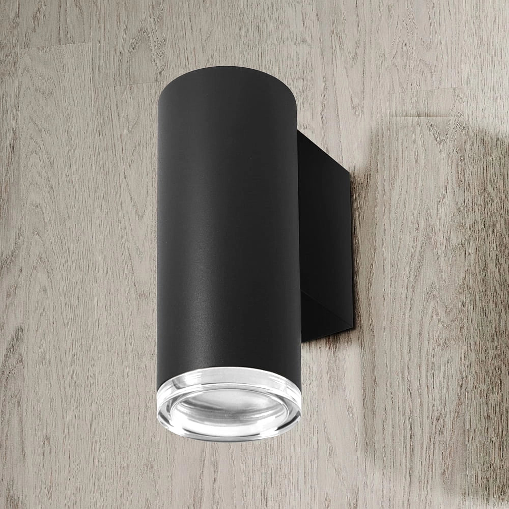 Applique nera GU10 IP44 luce verso il basso Turyn Polux