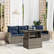 Set Divani da Giardino 5 pz con Cuscini Grigio in Polyrattan 3268361
