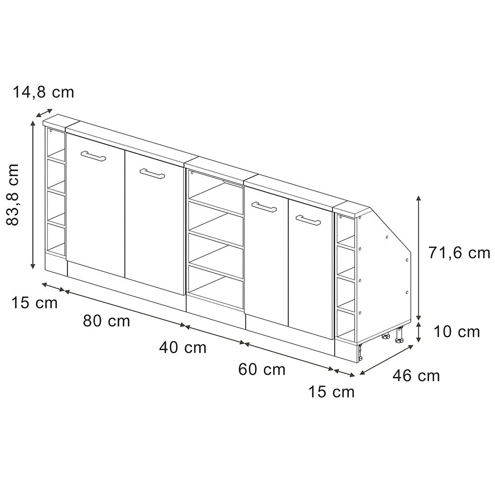 Set di mobili sottotetto Rion Calcestruzzo/Bianco Set di 5 Vicco