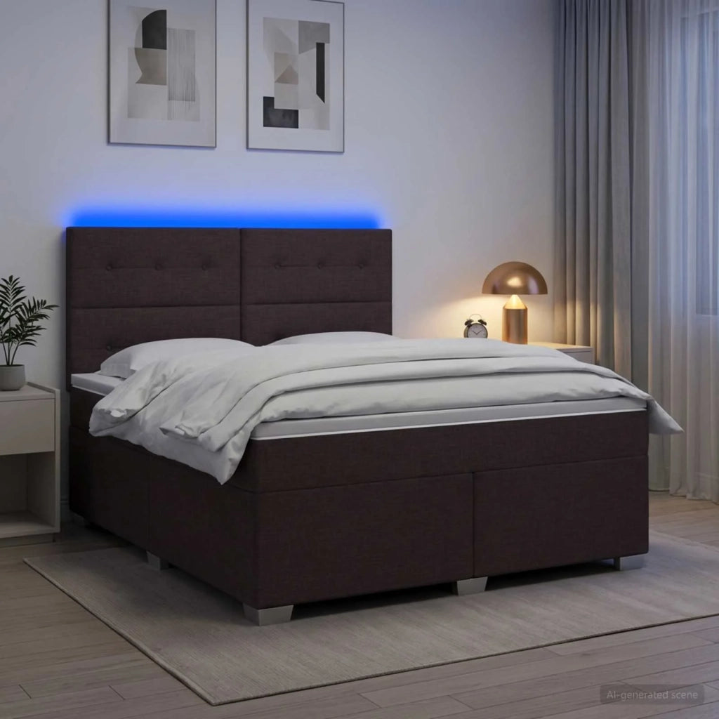 Letto box spring con materasso Marrone Scuro 140 x 190 cm 3454869
