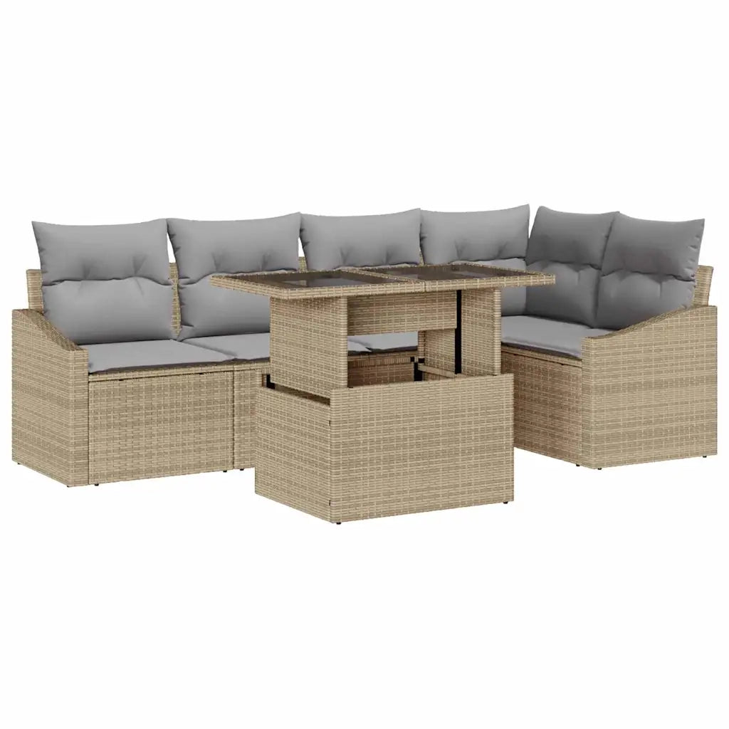 Set Divano da Giardino con cuscino 6 pcs Beige e Grigio Chiaro 3357743