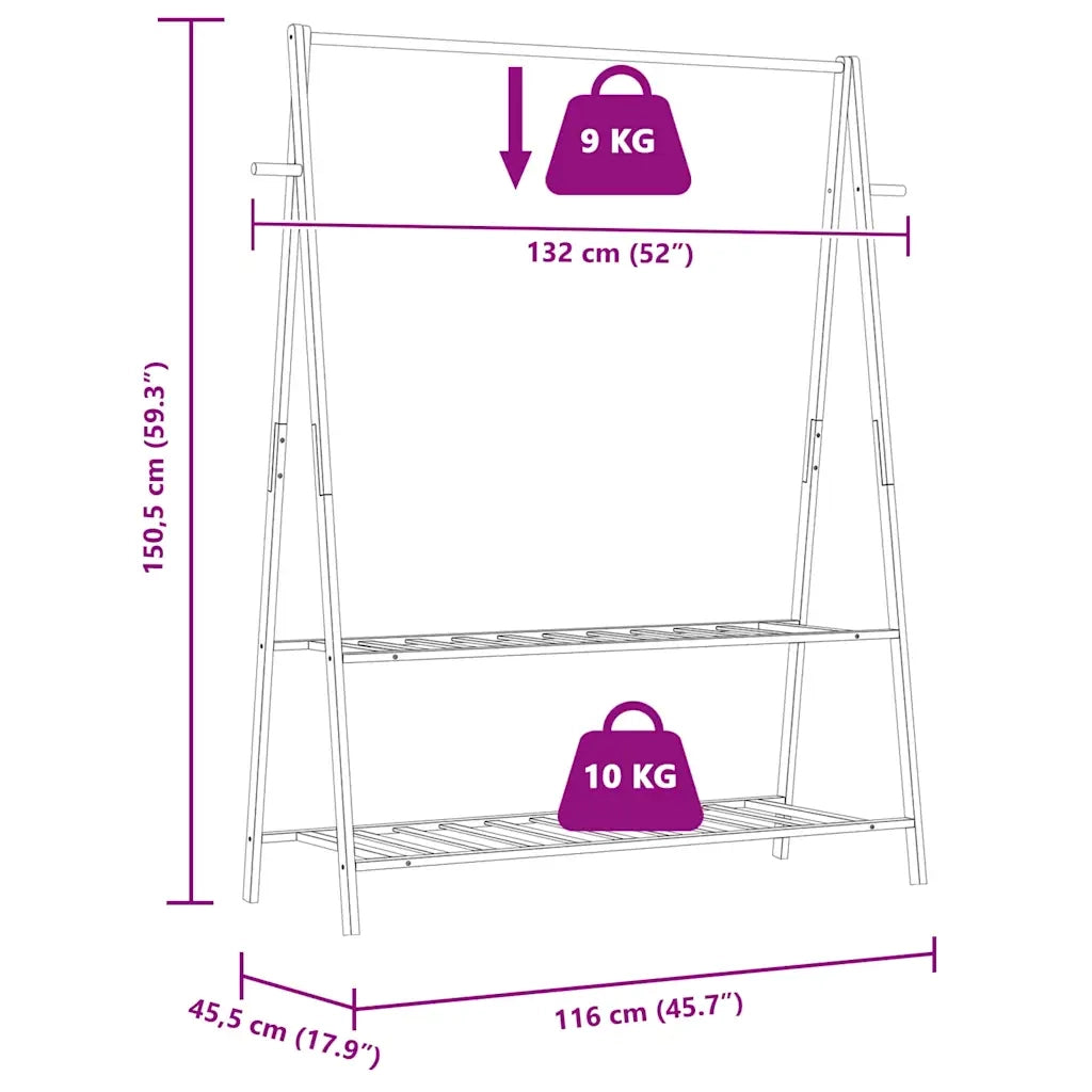 Appendiabiti con Ripiani 132x45,5x150,5 cm in Bamb¨´ CFW7295297