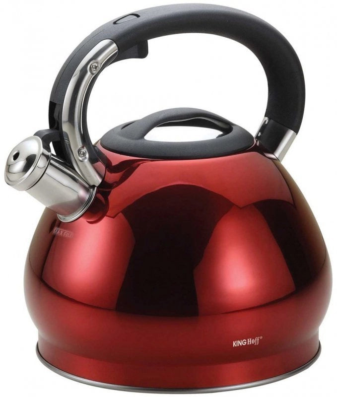 Bollitore a fischio in acciaio inossidabile rosso Kinghoff KH-1212 da 3,4 l