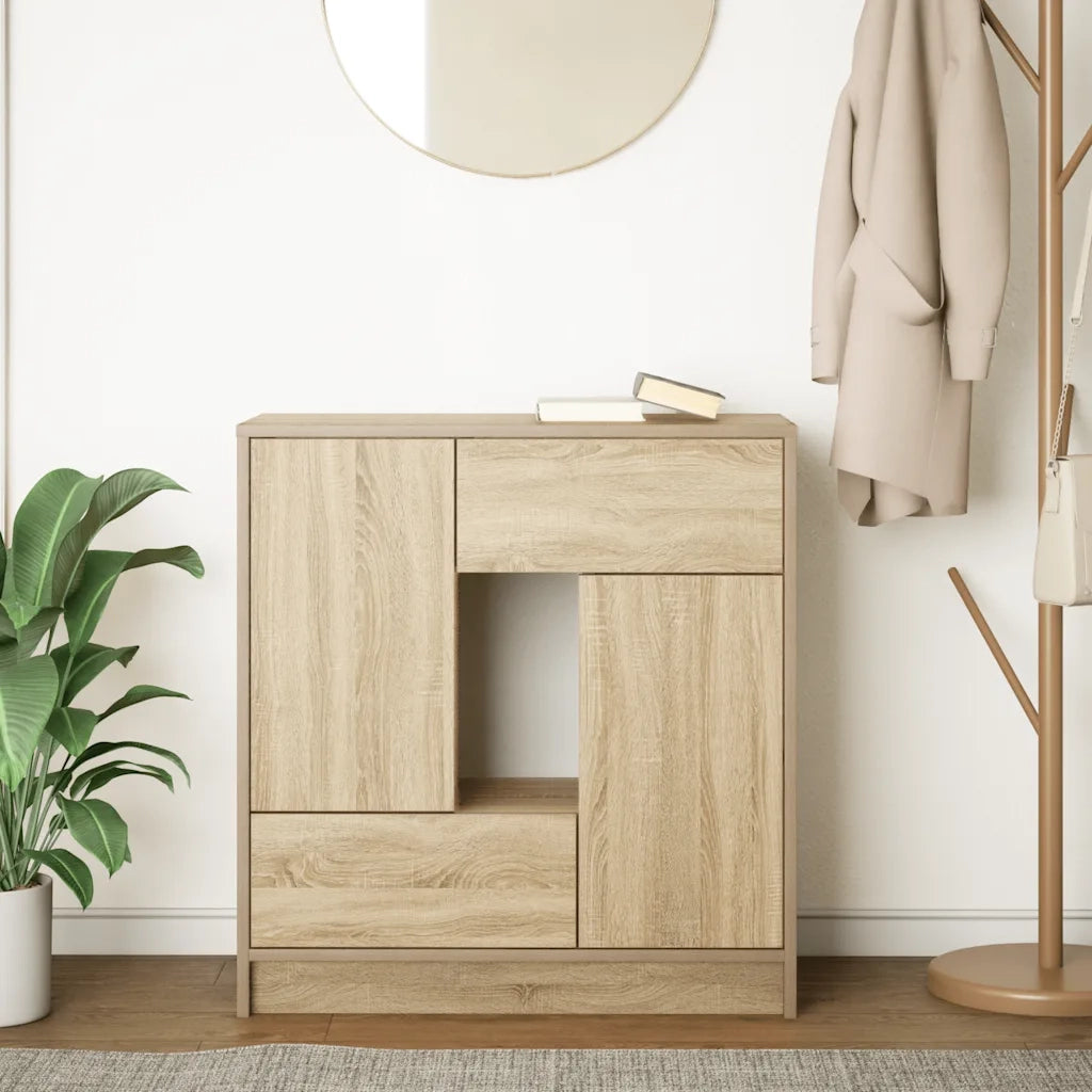 Credenza con Cassetti e Ante-Buffet-Armadio da cucina Rovere Sonoma 70,5x34x74,5 cm