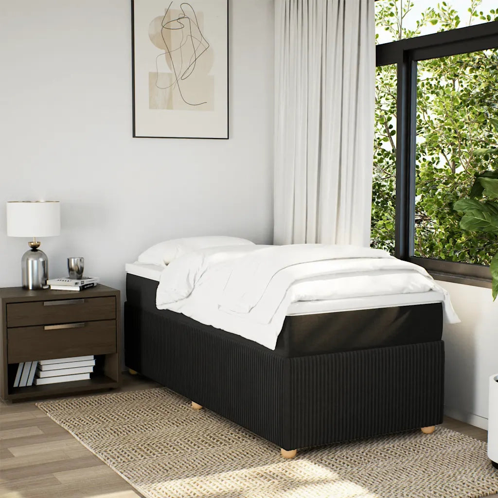 Giroletto a Molle con Materasso Nero 90x200 cm in Tessuto
