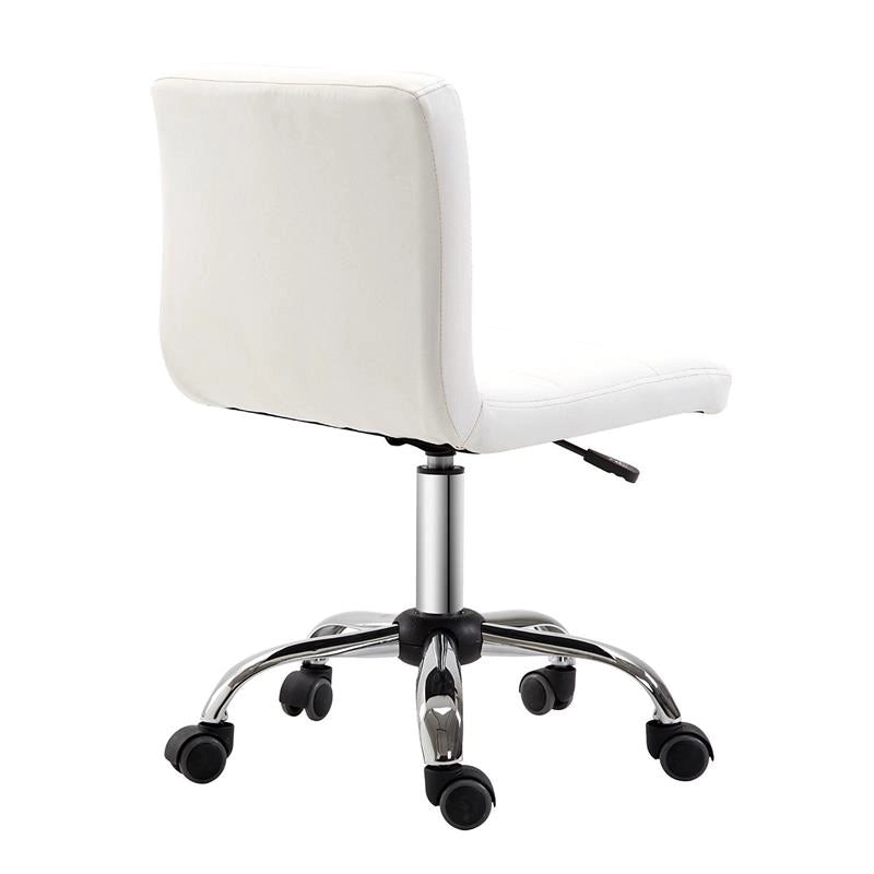 SEDIA GIREVOLE REGOLABILE IN PELLE SINTETICA 46 X 51 X 76-88 CM BIANCA