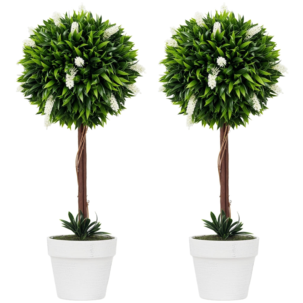 Set 2 Piante Artificiali Lavanda ¨C Xylo ¨C 60 cm con Vaso e Muschio Bianco